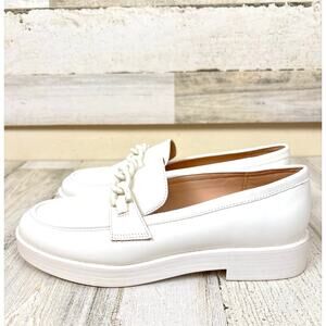 Marc Fisher Womens 9.5 White Platform Oxford Loafers Casual Chic Luxe Shoe